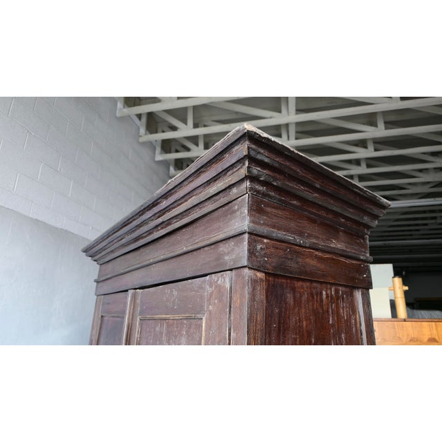 Wood Large Scale 19th Century Antique European Wardrobe Cabinet For Sale - Image 7 of 13