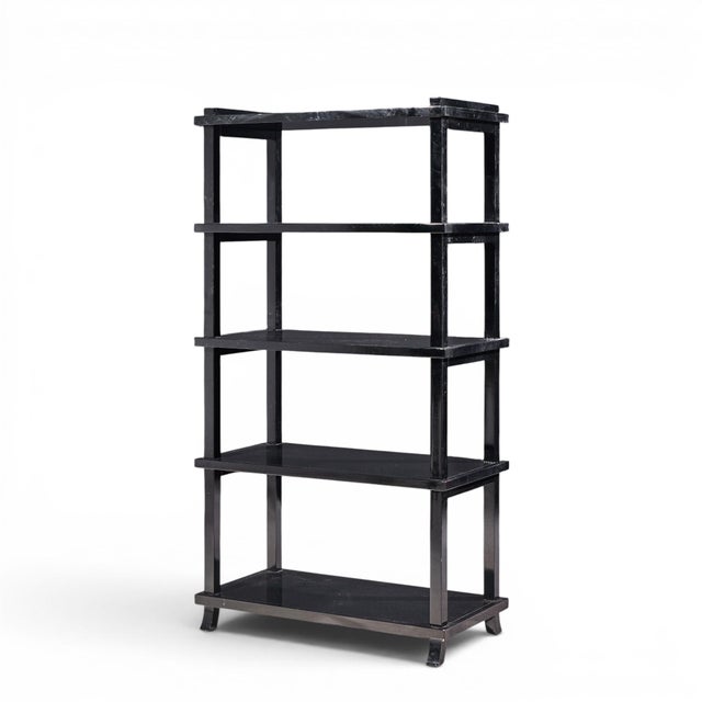 Baker Black Lacquered Etagere Shelves - Pair For Sale - Image 9 of 9