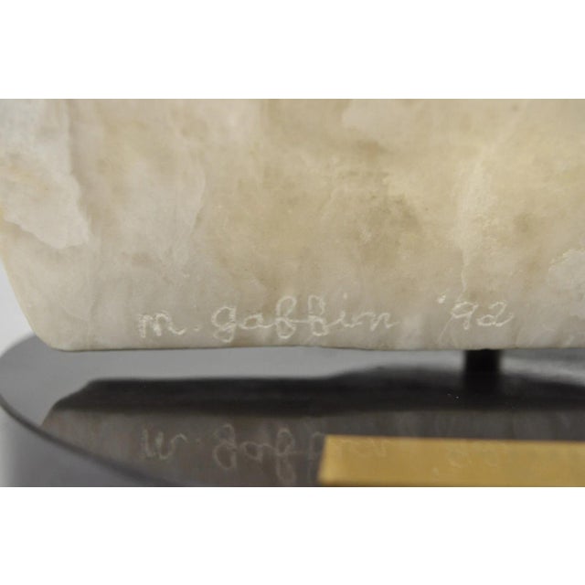 Late 20th Century Morton Gaffin Untitled 1992 Modernist Carved White Alabaster Abstract Sculpture For Sale - Image 5 of 11