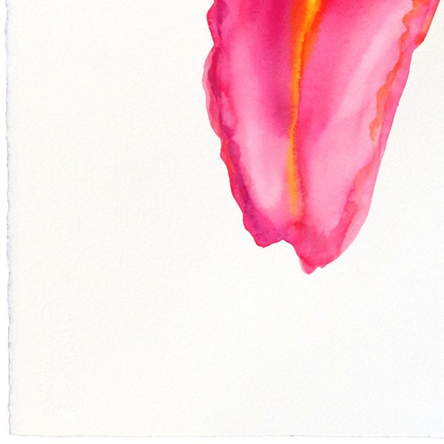 Rainbowland Daylily - Original Blue and Yellow Floral Watercolor Painting on Paper by Xiao Wen Xu For Sale In Los Angeles - Image 6 of 6