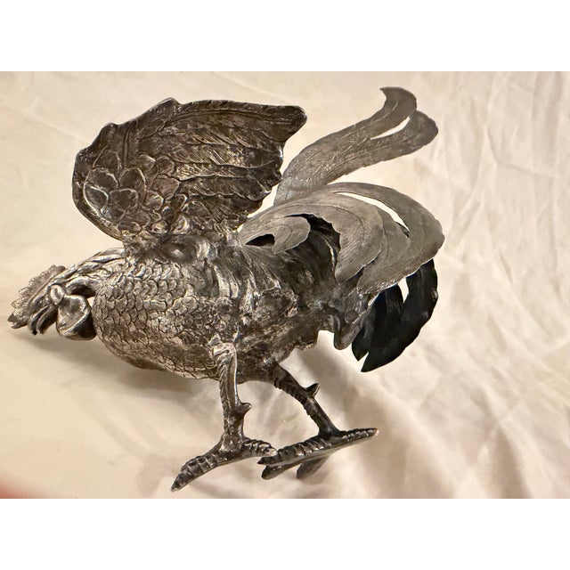 Mid-20th Century Spanish .915 Silver Rooster Figurine With Detailed Feather Work For Sale - Image 4 of 10