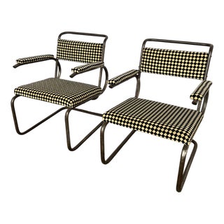 Set of Black & White Armchairs, 1950s For Sale