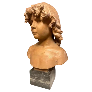 19th Century French Terracotta Bust of a Young Boy, 1890