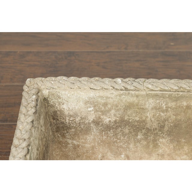 Vintage English Midcentury Stone Planter with Textured Finish and Aged Patina For Sale - Image 10 of 12