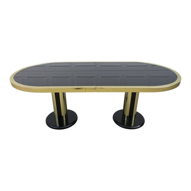 Design Institute of America Dia Oval Brass Chrome Finish Dining Table For Sale