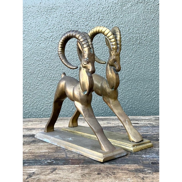 Metal Vintage Brass Ram Bookends - Set of 2 For Sale - Image 7 of 12