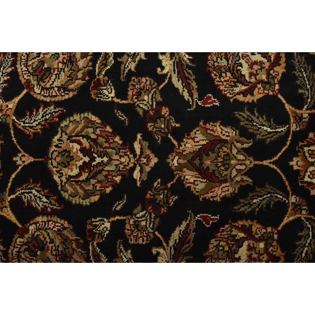 Agra Rug 9’2” X 12’1” Black Wool Traditional Hand-Knotted Oriental Carpet For Sale - Image 10 of 14