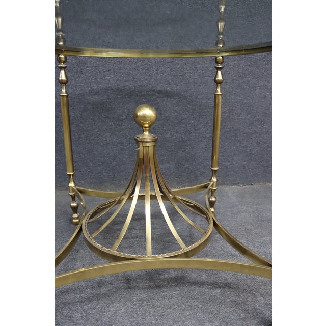 Brass Italian Neoclassical Solid Brass Round Center Table With Glass Top For Sale - Image 8 of 10
