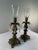 A splendid pair of French Baroque style Candle Holders with lovely etched votive cups and light catching crystals. Circa...
