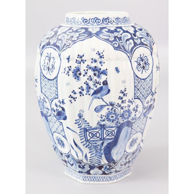 Antique Chinoiserie Dutch Delft Faience Bird Baluster Vase For Sale - Image 10 of 10