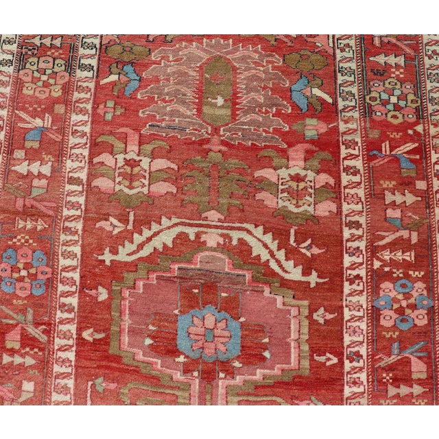 Antique Persian Serapi Gallery Runner With Medallion Design 4'9 X 16'9 For Sale - Image 4 of 12