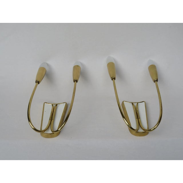 Mid-Century Modern Italian Brass Wall Lights, 1950s, Set of 2 For Sale - Image 3 of 14