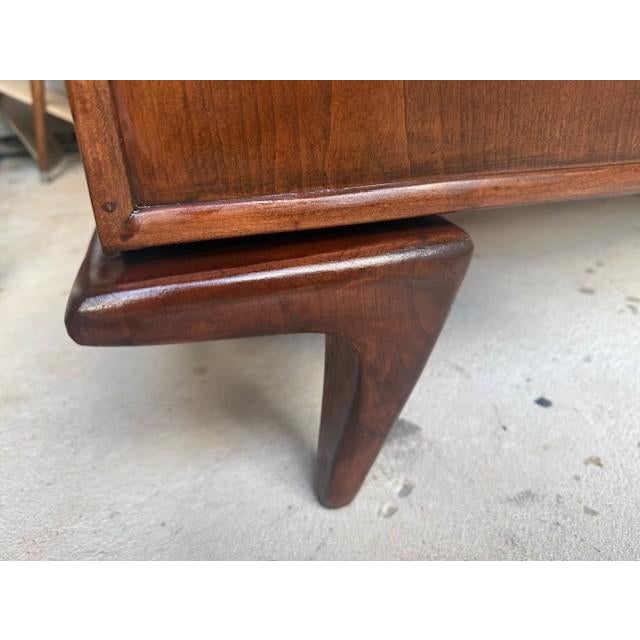 Mid-Century Modern Vintage Mid-Century Modern Walnut Buffet With Sculpted Atomic Base, c.1960s Refinished For Sale - Image 3 of 12