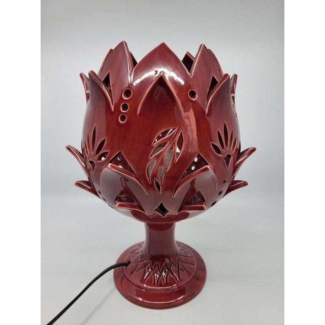 Artichoke Lamp in Bordeaux Ceramic, 2010s For Sale - Image 13 of 16