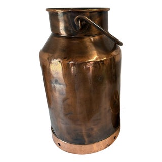 Vintage French Copper Clad Milk Can Umbrella Stand For Sale
