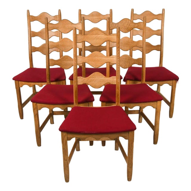 Six Oak Dining Chairs Attributed to Henning Kjaernulf - 1970s For Sale