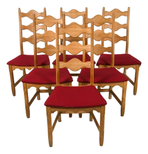 Ten Oak Dining Chairs Attributed to Henning Kjaernulf - 1970s