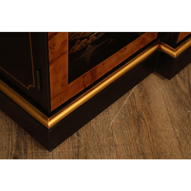 Brown Drexel Asian Style Chinoiserie Display Cabinet Breakfront For Sale - Image 8 of 18