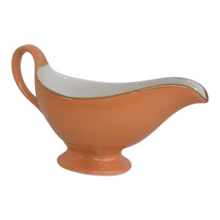 1960s Shenango China Anchor Hocking Orange Color Ceramic Gravy Boat For Sale