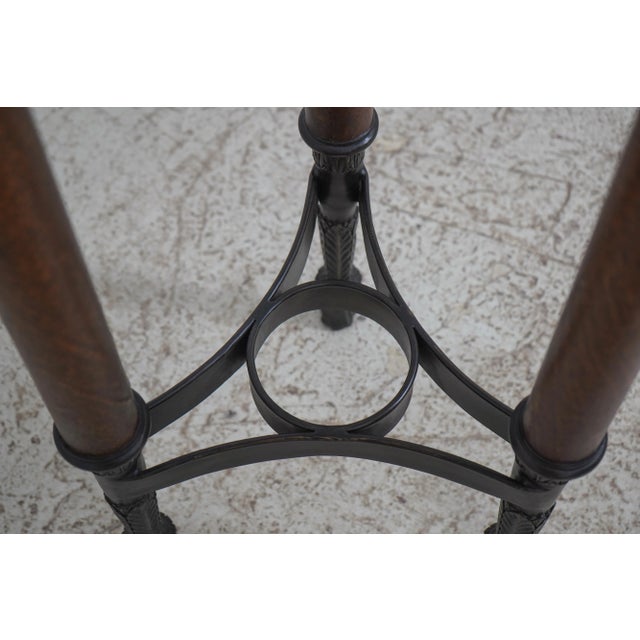Maitland Smith Attributed Bronze & Leather Planter Stand For Sale - Image 9 of 11