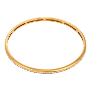 Vintage Diamond 18k Yellow Gold Bangle Bracelet For Sale