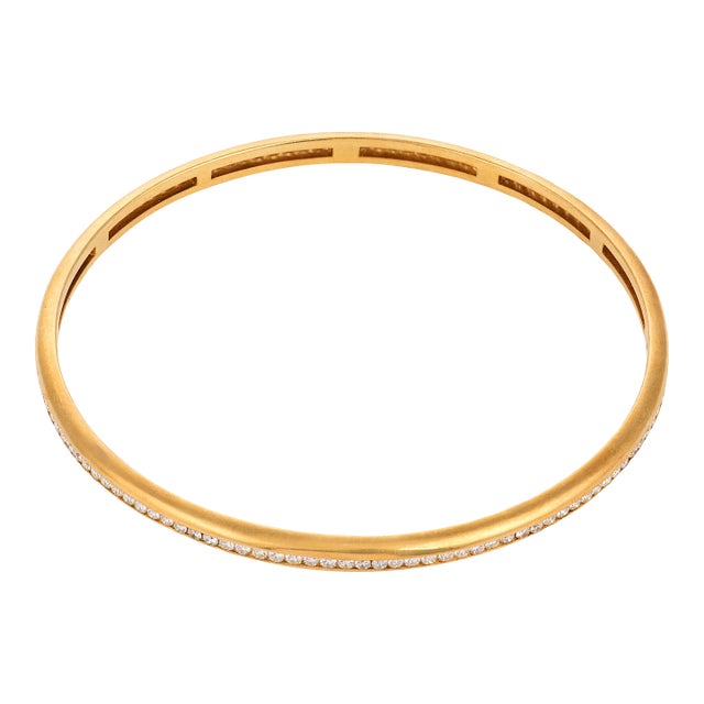Vintage Diamond 18k Yellow Gold Bangle Bracelet For Sale