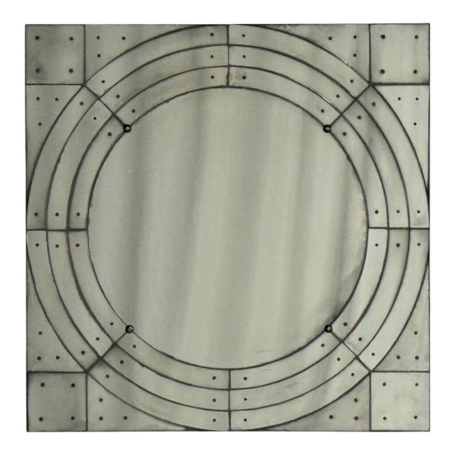 Art Deco Style, Antique Glass, Painted Wood, Square Venetian Wall Mirror For Sale