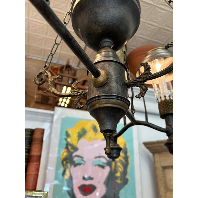 Dark Bronze Color Tole Multi Arm Rustic Chandelier For Sale - Image 4 of 8