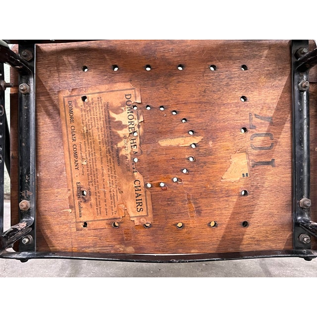 Rare Antique Early DoMore Industrial Rolling Metal Plywood Work Chair Stool For Sale - Image 10 of 12