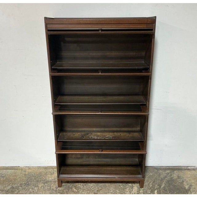 Mid 20th Century Antique Oak Barrister Bookcase With Four Glass Stacking Sections For Sale - Image 5 of 7