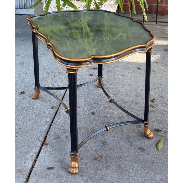 1 of 2 Dennis & Leen Regency Style Bland & Gold Mirror Top Side Table For Sale In Los Angeles - Image 6 of 7
