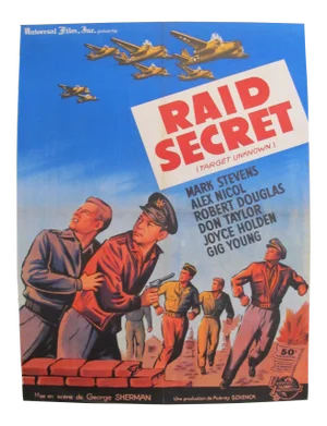 1951 Vintage American Wwii Movie Poster, Raid Secret