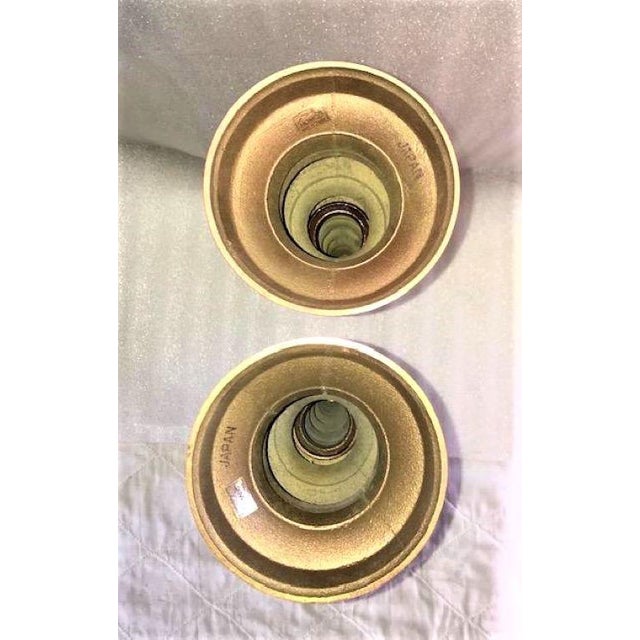 1980s Brass Painted Metallic Copper Candle Sticks - a Pair For Sale - Image 4 of 6
