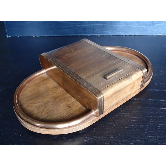 Wood Art Deco Cigarette Box with Rolling Mechanism, 1930s For Sale - Image 7 of 17
