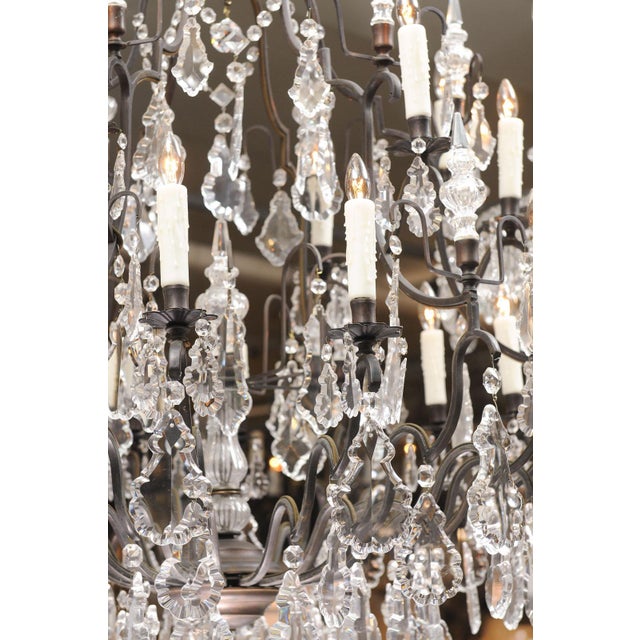 Early 20th Century XL 18-Light Crystal & Bronze Louis XV Chandelier France For Sale - Image 12 of 14