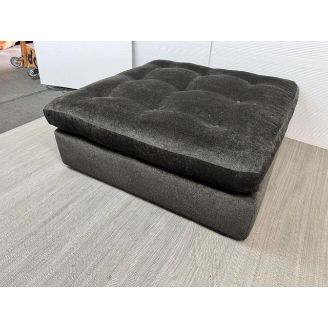 Contemporary Scheiber Design Group Tufted Ottoman, Charcoal For Sale - Image 3 of 16