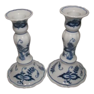 Vintage Blue Danube Japan Candlesticks- a Pair