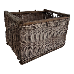 Antique French Wicker Wine Bottle Storage Crate
