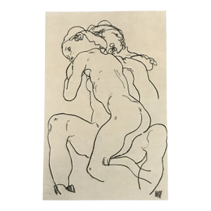 1981 Egon Schiele 40 Erotic Drawing Two Girls Embracing