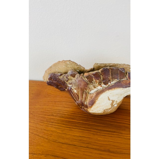 Vintage Stoneware Vase / Vessel made of a stoneware type material rustic shape & finish browns & cream colors signed at...