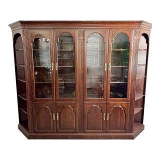 1980s Ethan Allen Cherry Lighted Wall Unit For Sale