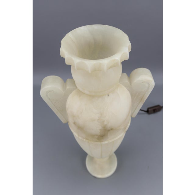 Neoclassical Style Alabaster Amphora-Shaped Table Lamp, 1930s For Sale - Image 10 of 18