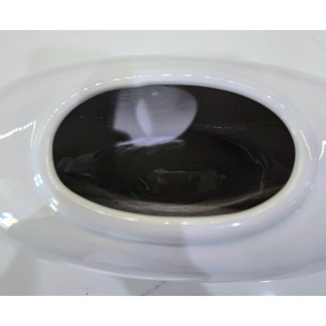 Ceramic Vintage Haeger White Low Oval Vase For Sale - Image 7 of 9