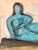 Contemporary Contemporary Mixed Media Painting on Paper, CL Auker “Reclining Blue Figure” For Sale - Image 3 of 5