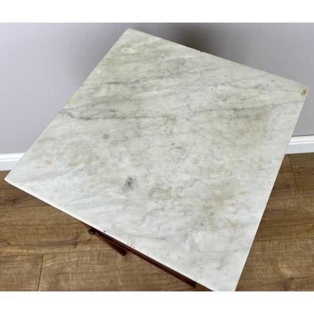 Antique French Oak Bedside Table with Marble Top For Sale - Image 9 of 12