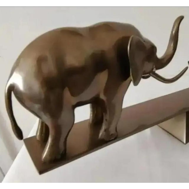 Metal Dolbi Cashier Large Brass Elephants on Seesaw Sculpture ~ Circa 1980s For Sale - Image 7 of 9