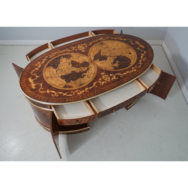 Italian Italian Highly Inlaid World Map Executive Desk For Sale - Image 3 of 18