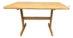 Vintage Farmhouse Style Trestle Base Butcher Block Kitchen Table.