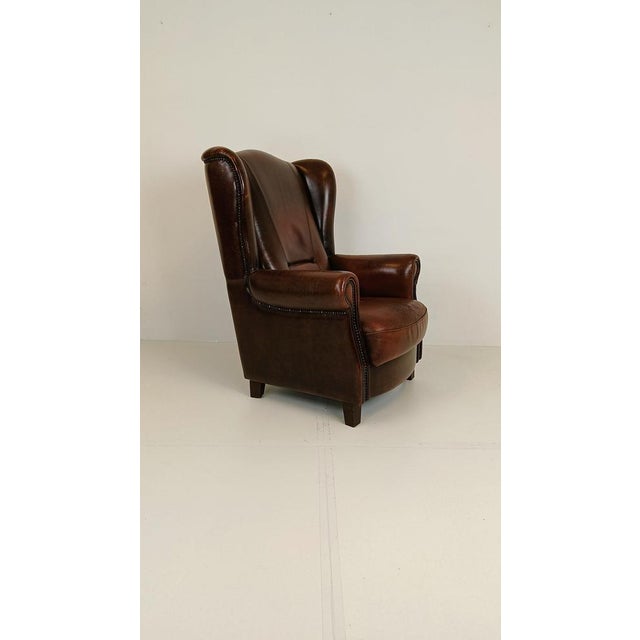 Brown Sheep Leather Chair by Joris, 1980s For Sale - Image 8 of 18