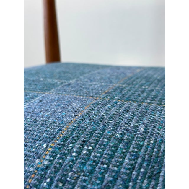 Vintage Blue Tweed & Teak Side Chair For Sale - Image 9 of 10